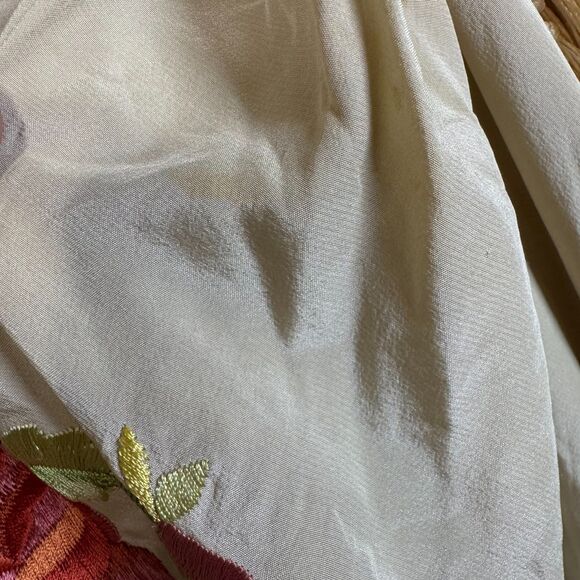 Vintage Ralph Lauren Silk Floral Wrap Fringe Mini Skirt Sz 4 Western Y2K FLAWED - Picture 9 of 12